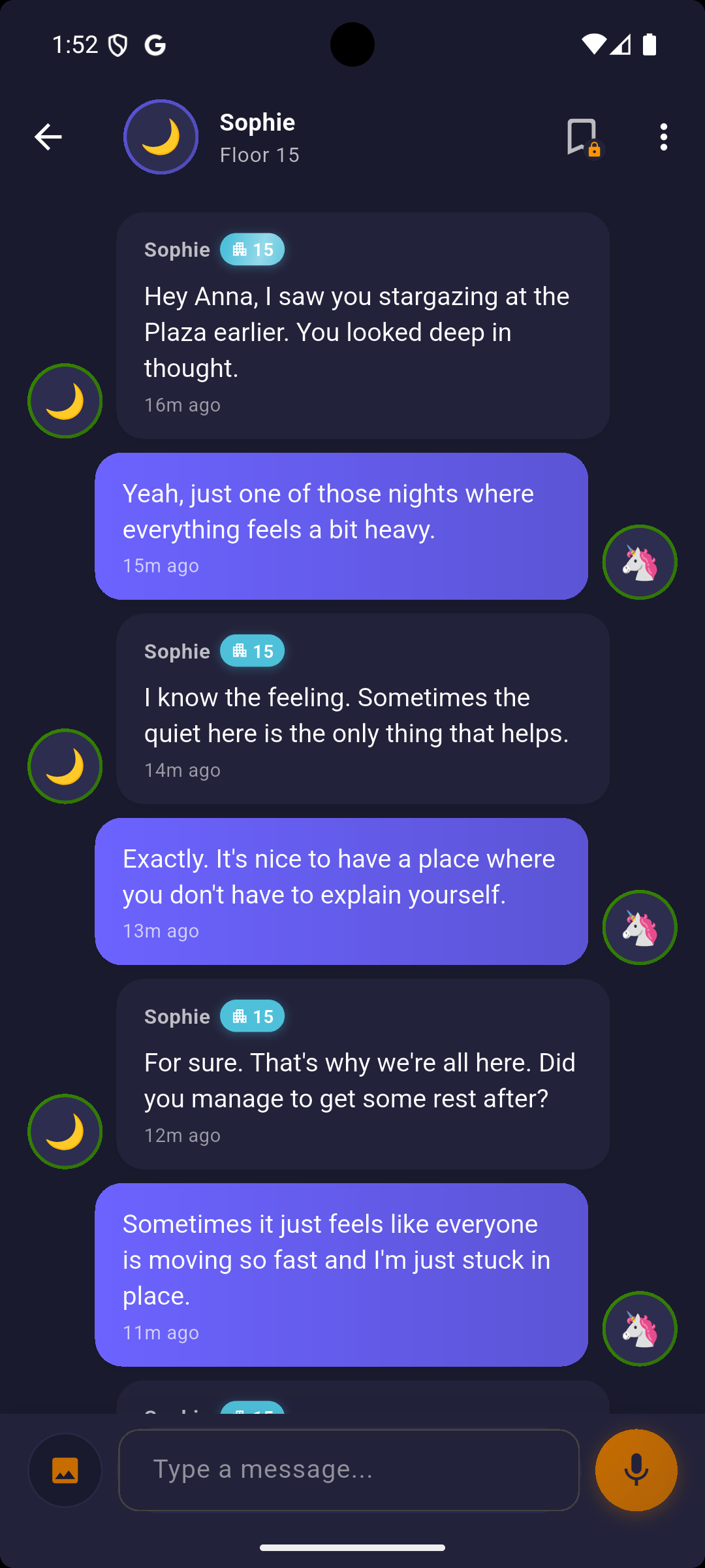A quiet, late-night conversation in Talktive
